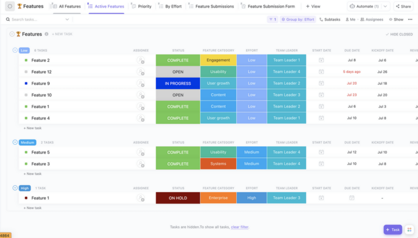 ClickUp sjabloon voor productstrategie