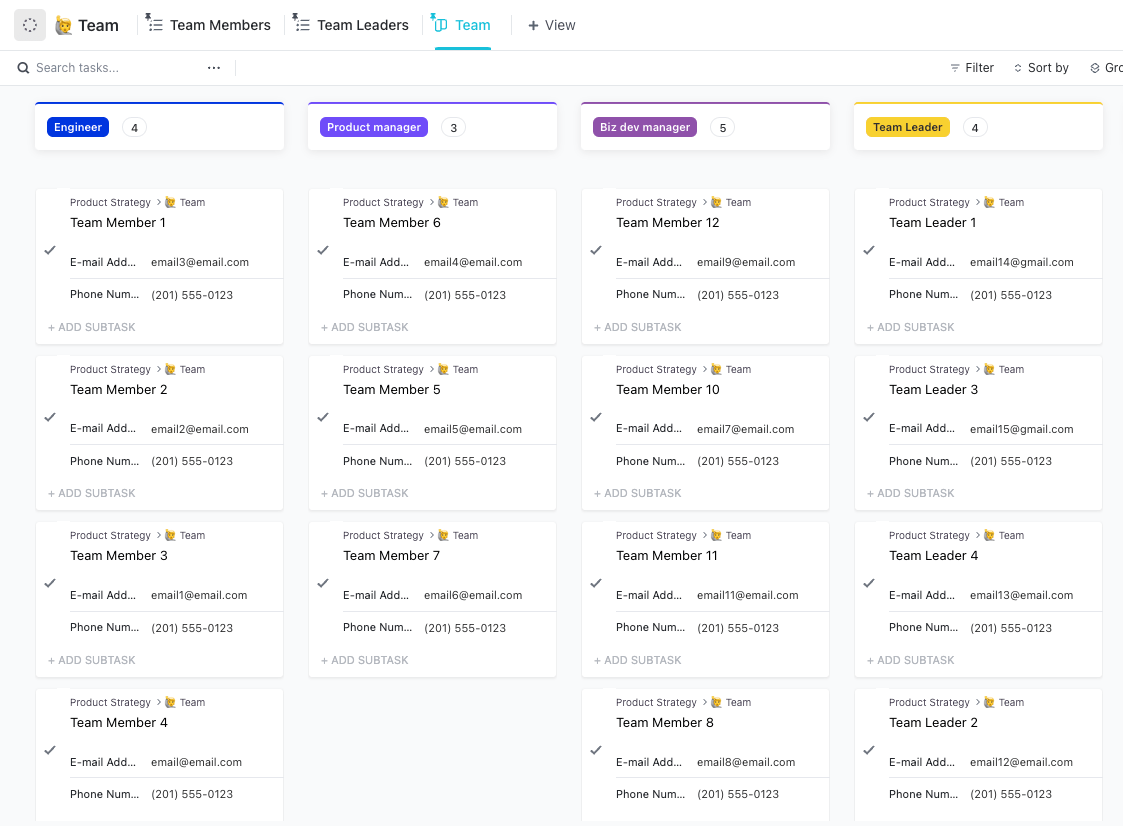 Szablon strategii produktu według ClickUp