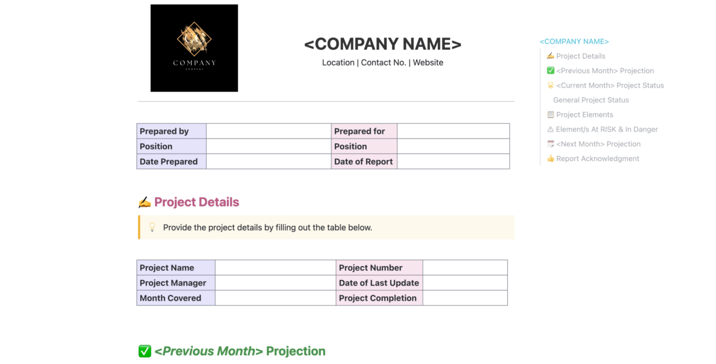 Template Laporan Status Bulanan oleh ClickUp