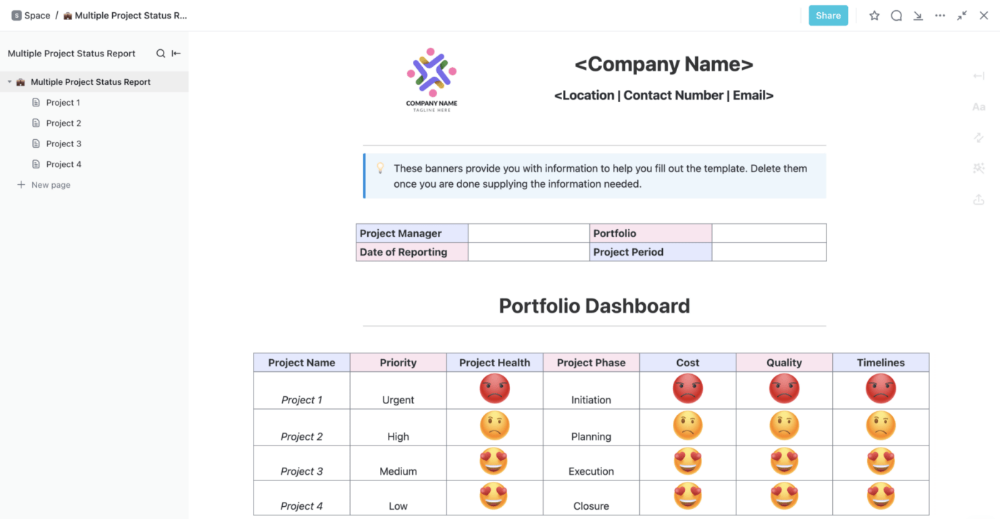 Beberapa Template Laporan Status Proyek oleh ClickUp