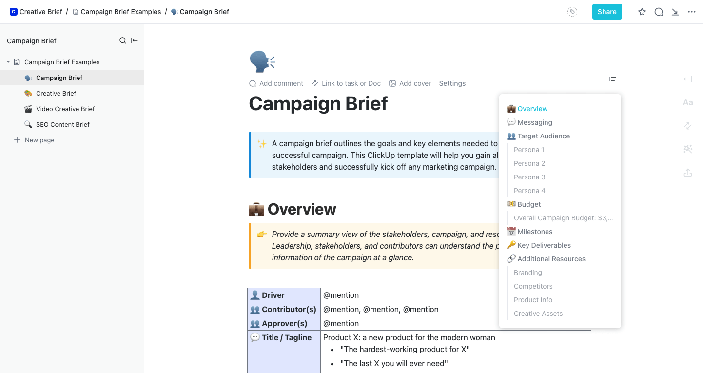 Campaign Brief Template by ClickUp  