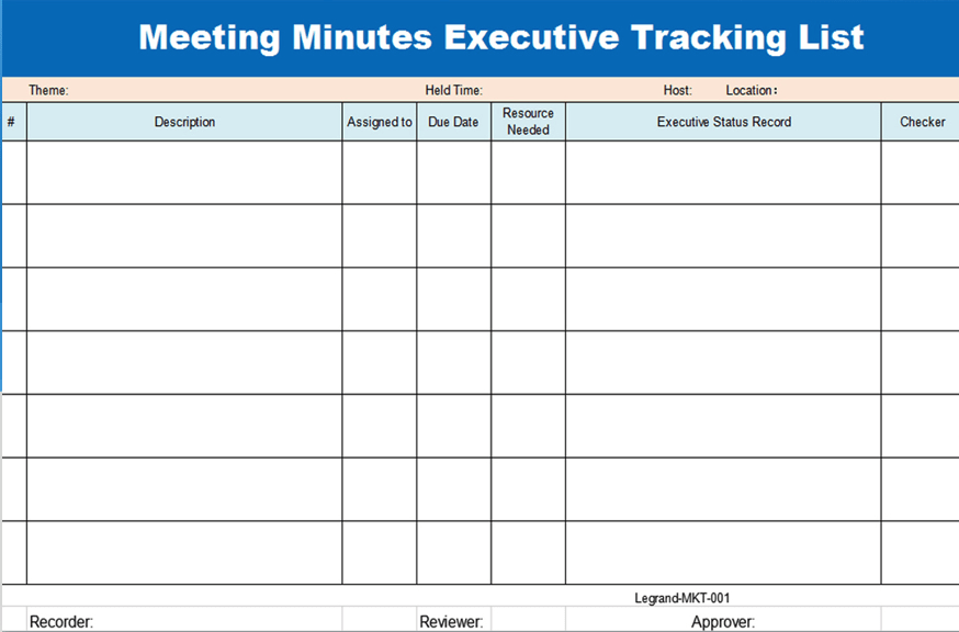 Modelo de ata de reunião para o Excel