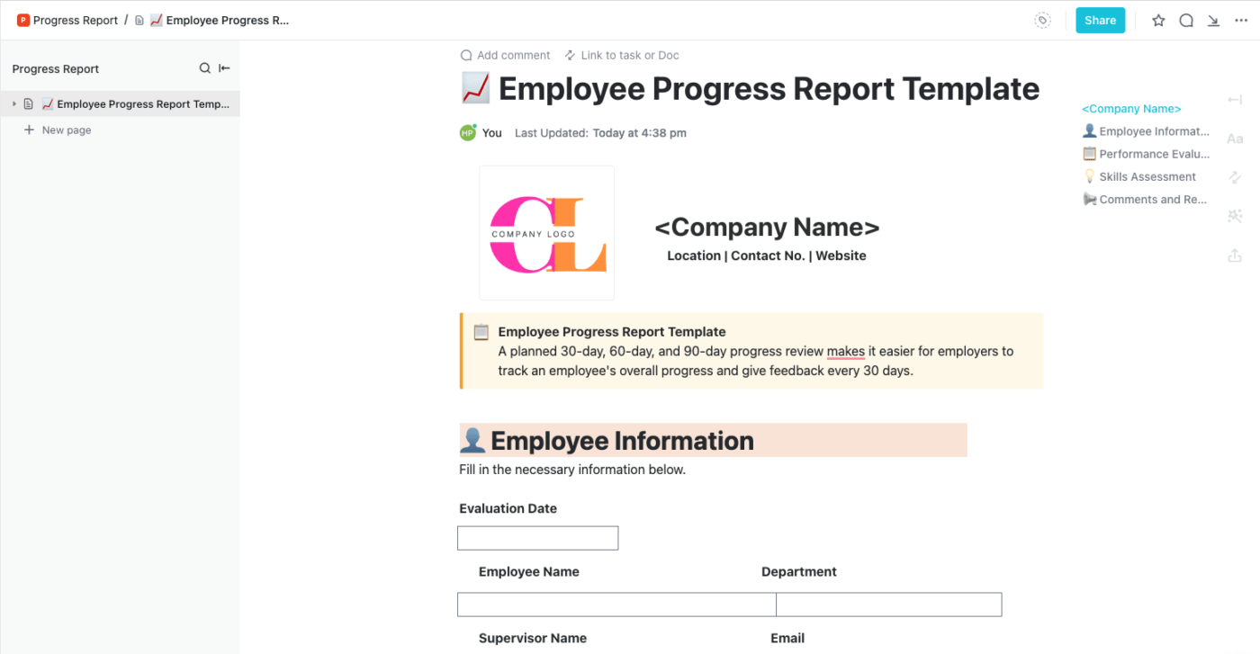 HR Report Template by ClickUp