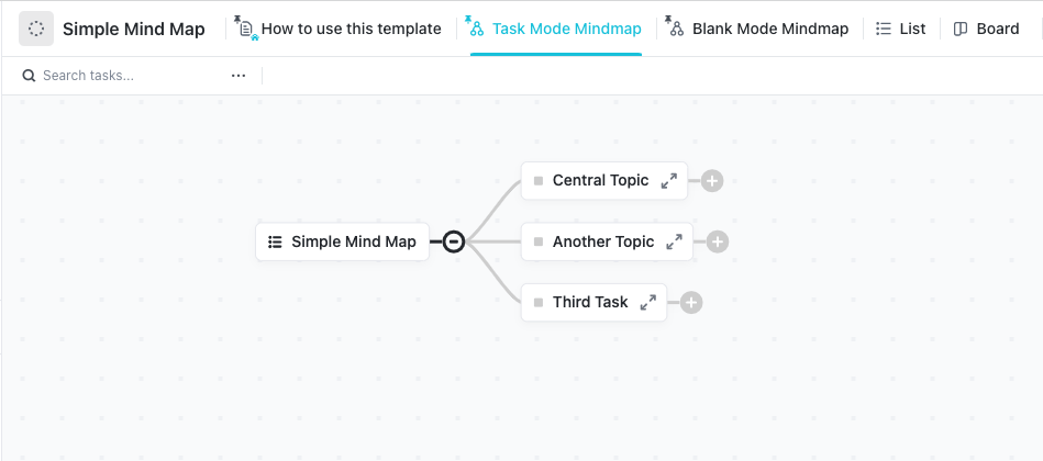 Visualize your workflow in a flexible diagram with the Simple Mind Map Template by ClickUp