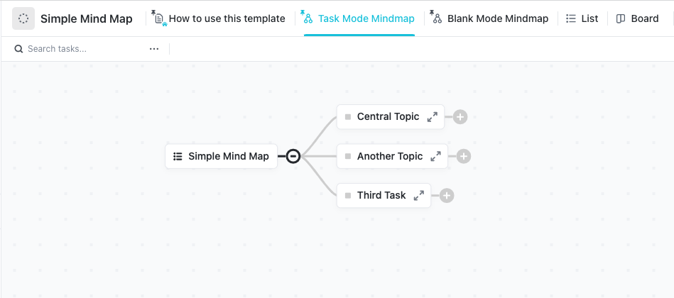 Iniziate a diagrammare con questo modello di Mappa mentale semplice di ClickUp e guardate il vostro flusso di lavoro prendere vita. 💜