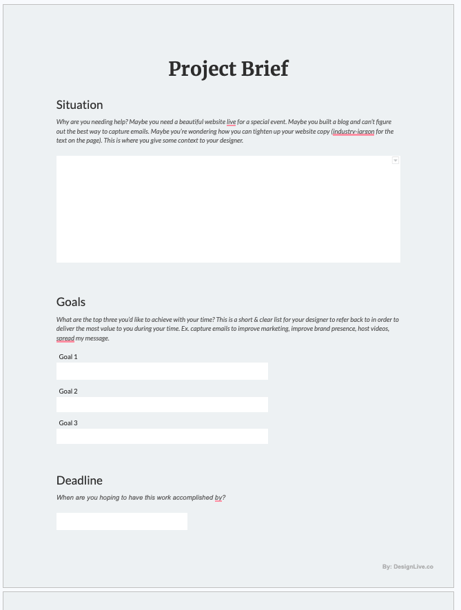 Modelo de resumo de projeto do Google Docs