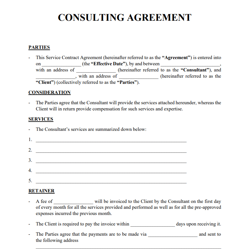 template consultancy agreement