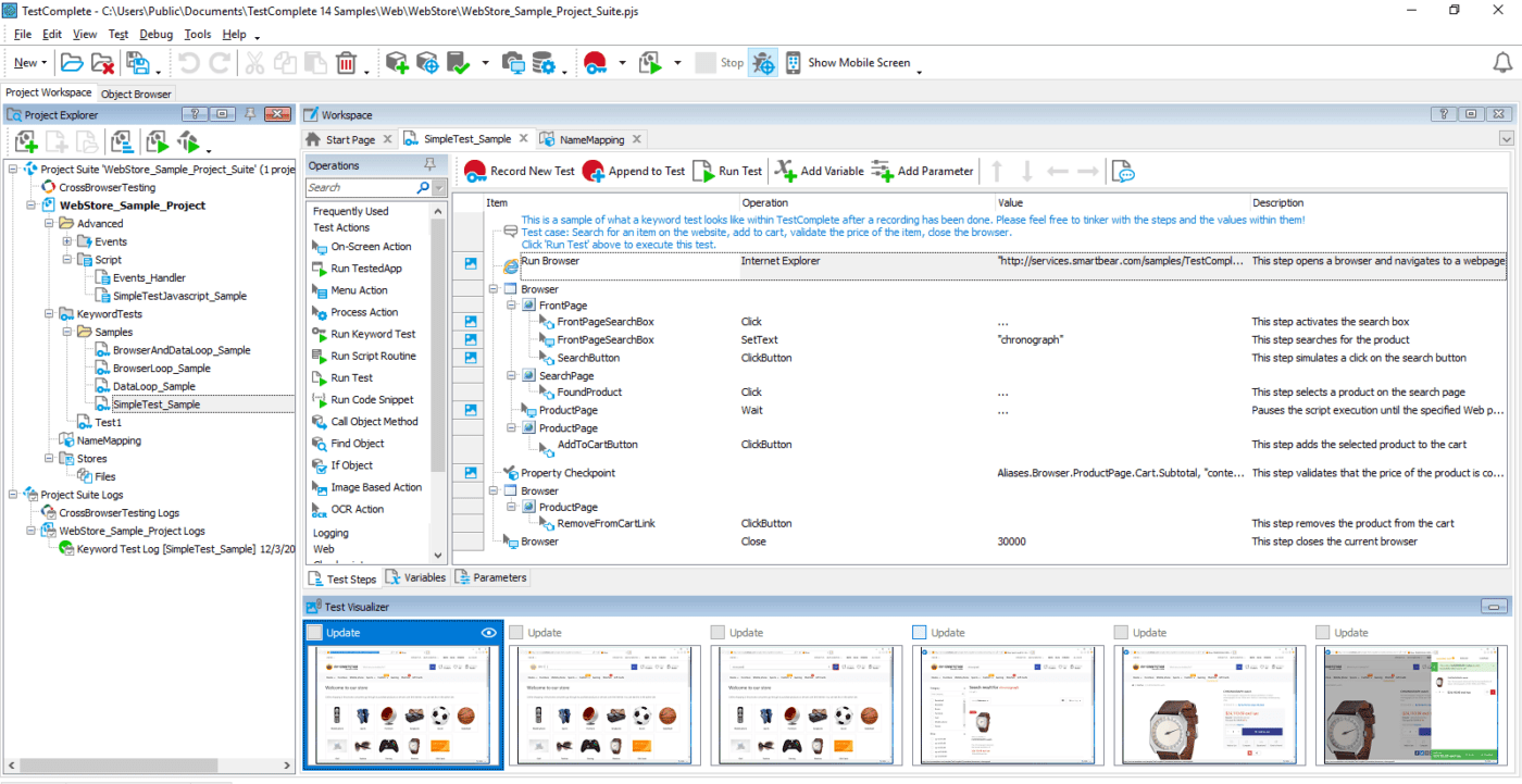 TestComplete QA testing tool 