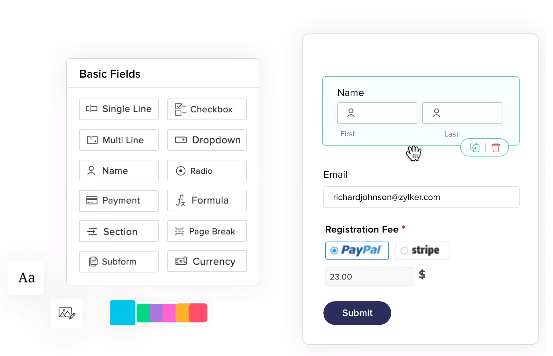 recopilación de datos sensibles en Zoho Forms