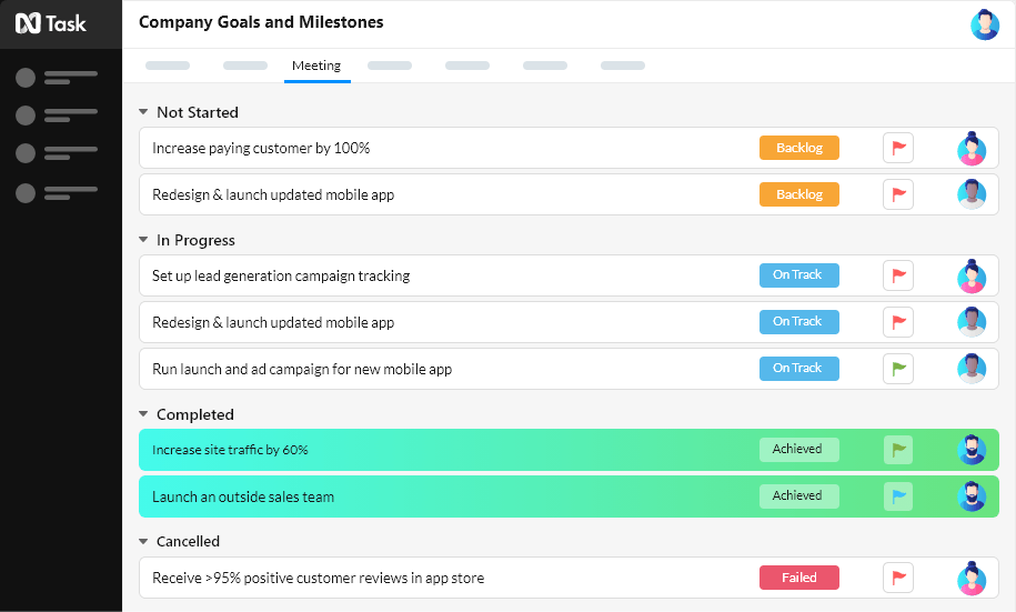 nTask list view example