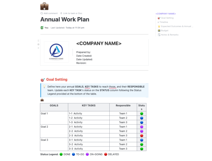 10 Work Plan Templates in Google Sheets, Microsoft, & ClickUp