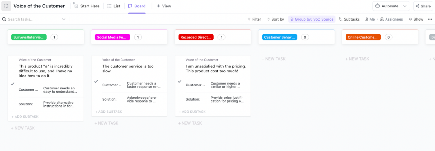 The Voice of the Customer template provides you with a better understanding of your customers' frustrations so you can come up with solutions. 