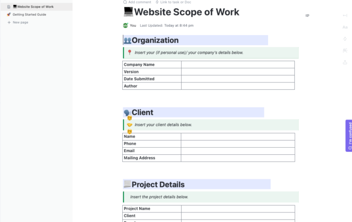 10 Free Project Scope Templates & Examples | ClickUp