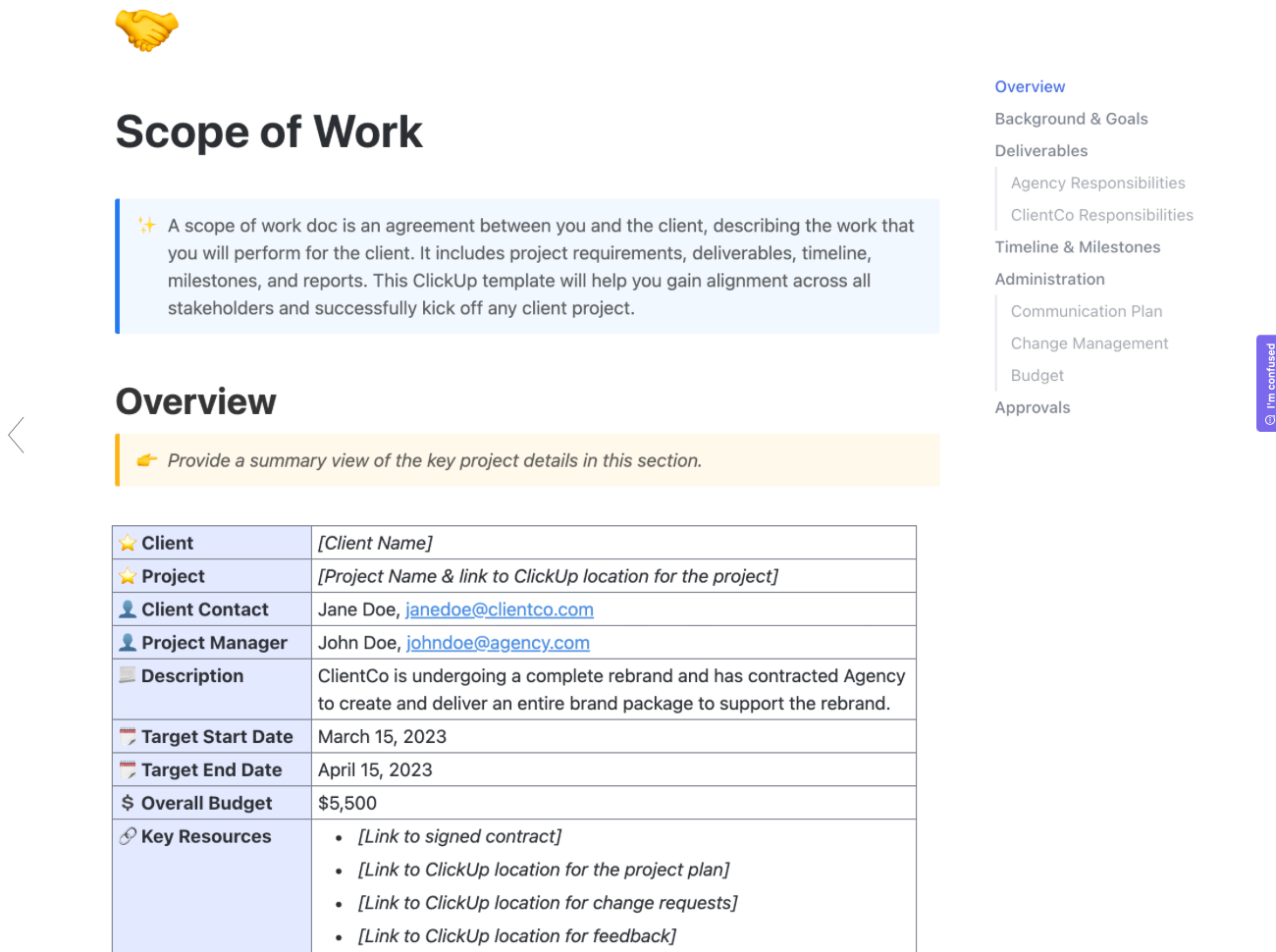 Scope Of Work Timeline