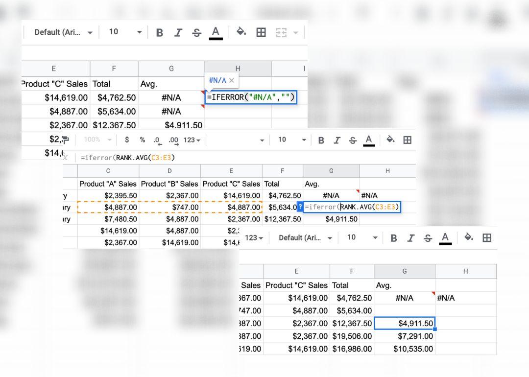 Cacher les erreurs dans Google Sheets