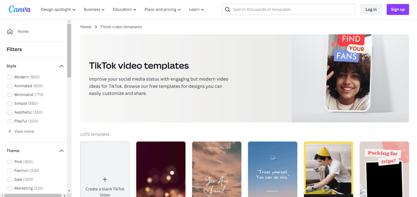 TikTok social post templates by Canva