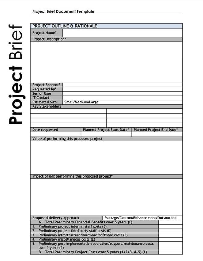 Microsoft Word Project Brief Template