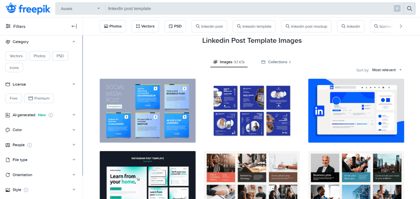 Modelos de postagem social do LinkedIn da Freepik