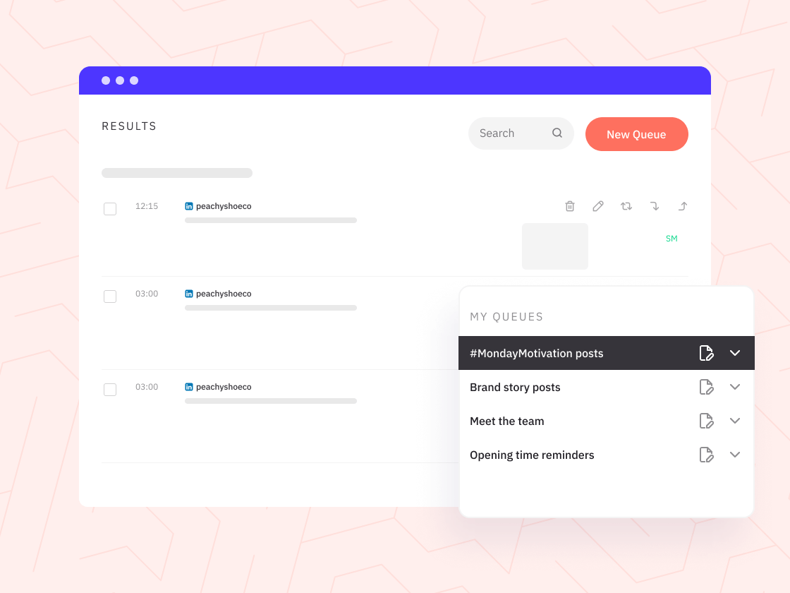 Sendible queues content calendar example