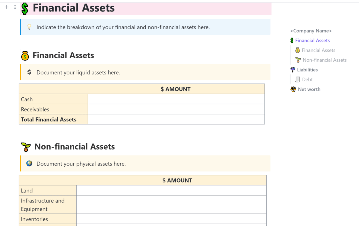 ClickUp Balance Sheet Sample Template