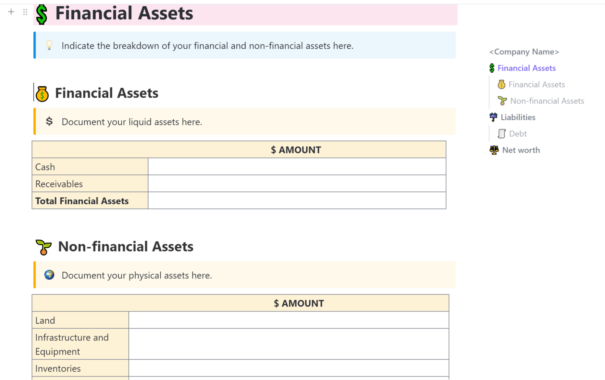 ClickUp Balance Sheet Template