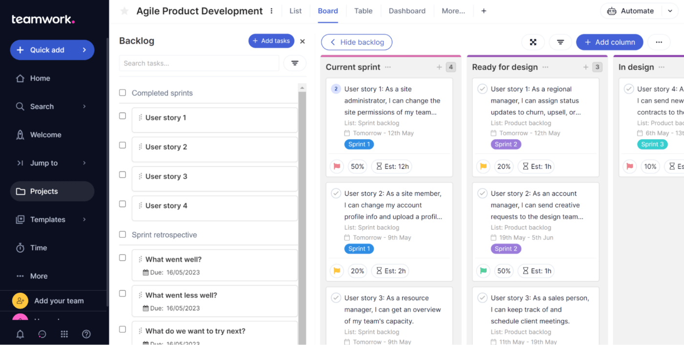 Teamwork Agile Product Development Template