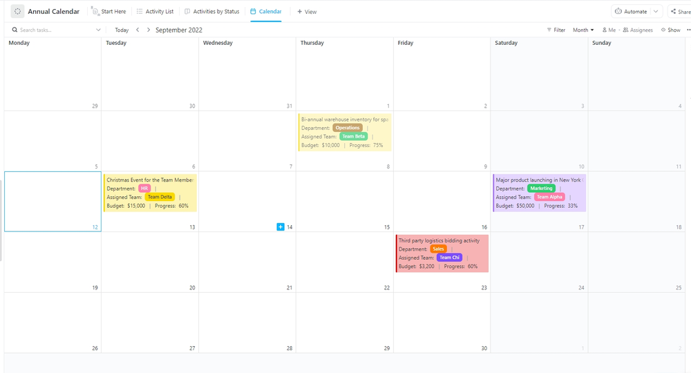 Manage your busy schedule year-round with the ClickUp Annual Calendar Template  