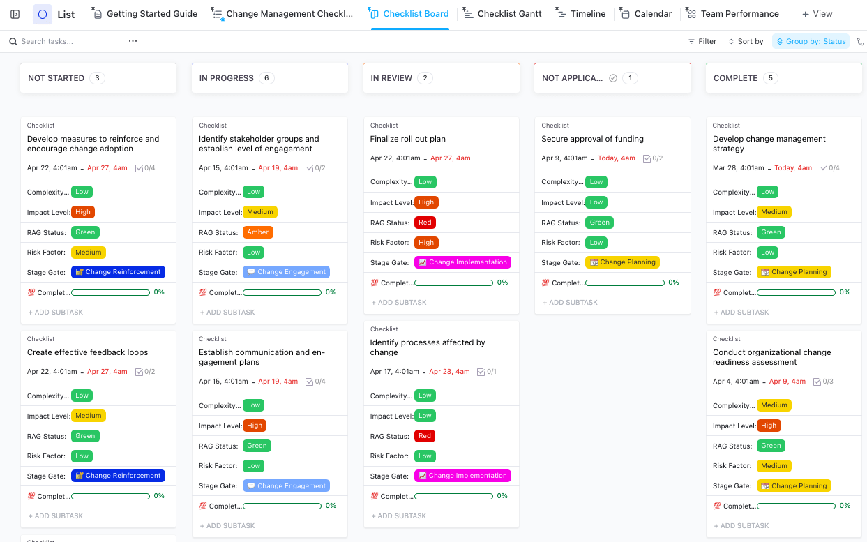 ClickUp Change Management Template