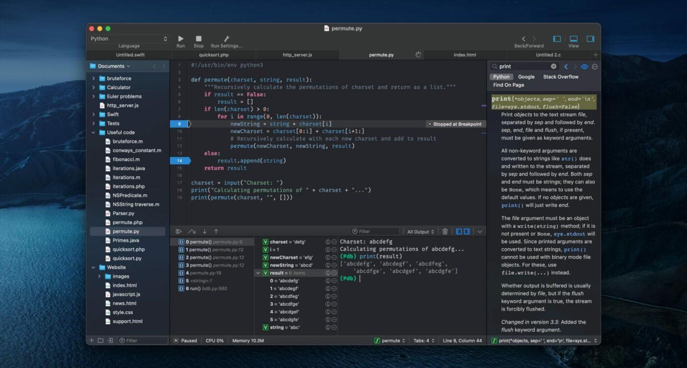 Write, test and debug code with CodeRunner 