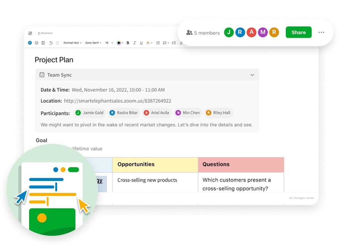 Evernote Teams 대시보드