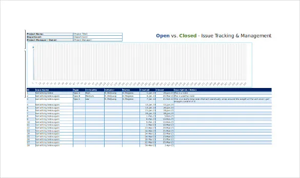 Excel Issue Tracking Spreadsheet