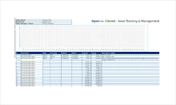 Hoja de cálculo Excel de seguimiento de incidencias