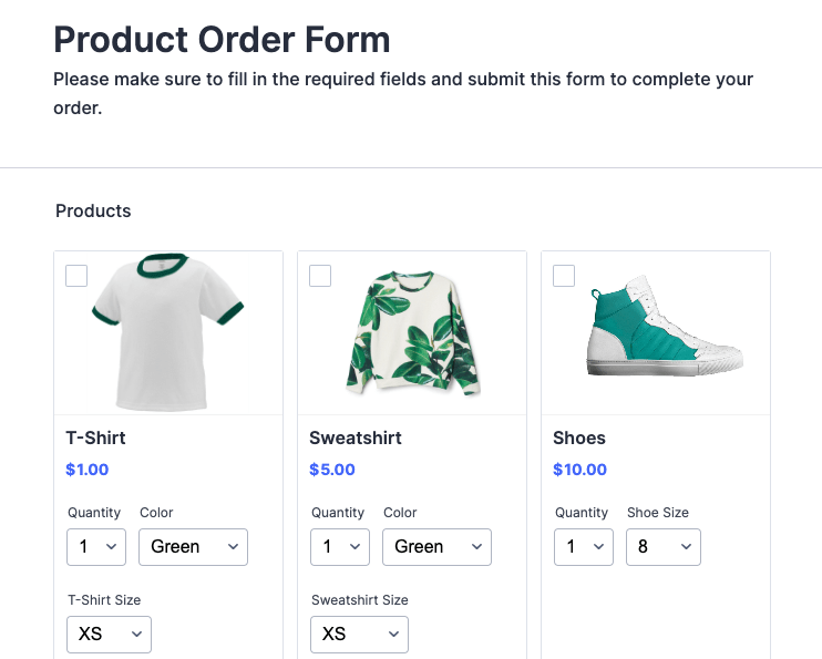 Jotform Order Form Template