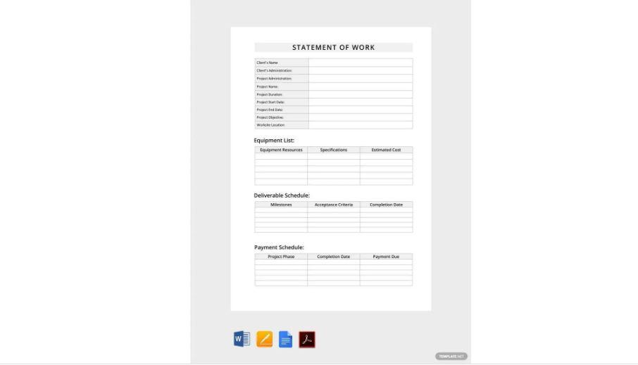 Plantilla de declaración de trabajo de Microsoft Word