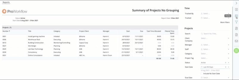 Strumenti di reportistica: ProWorkflow