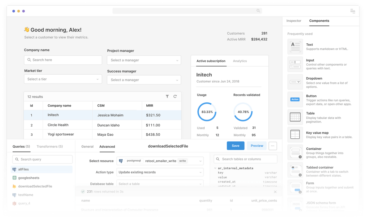 Build internal tools with Retool