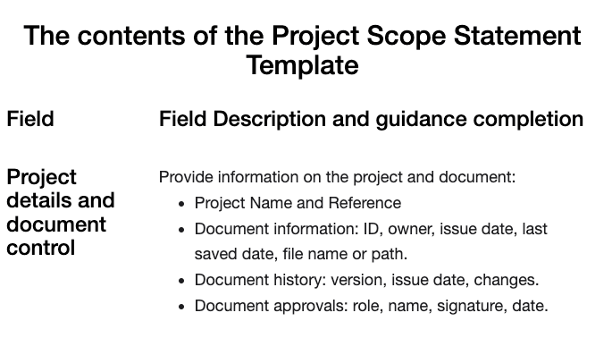 project scope presentation example