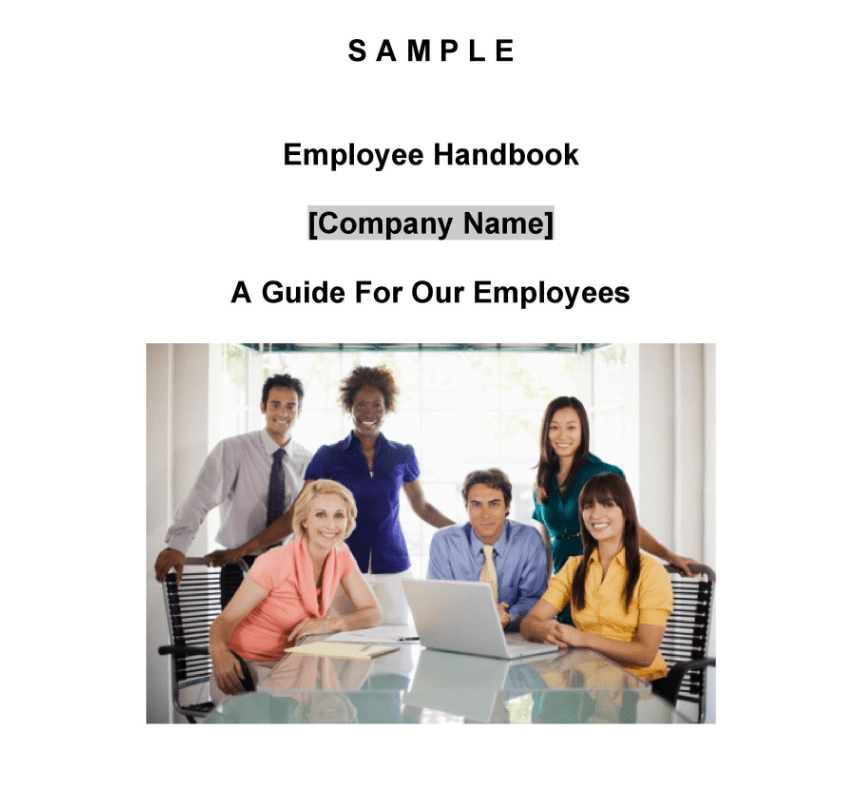 cover sheet for employee handbook