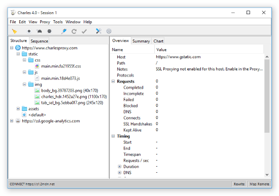 Comprobar el tráfico HTTP entre el dispositivo e Internet con Charles Proxy