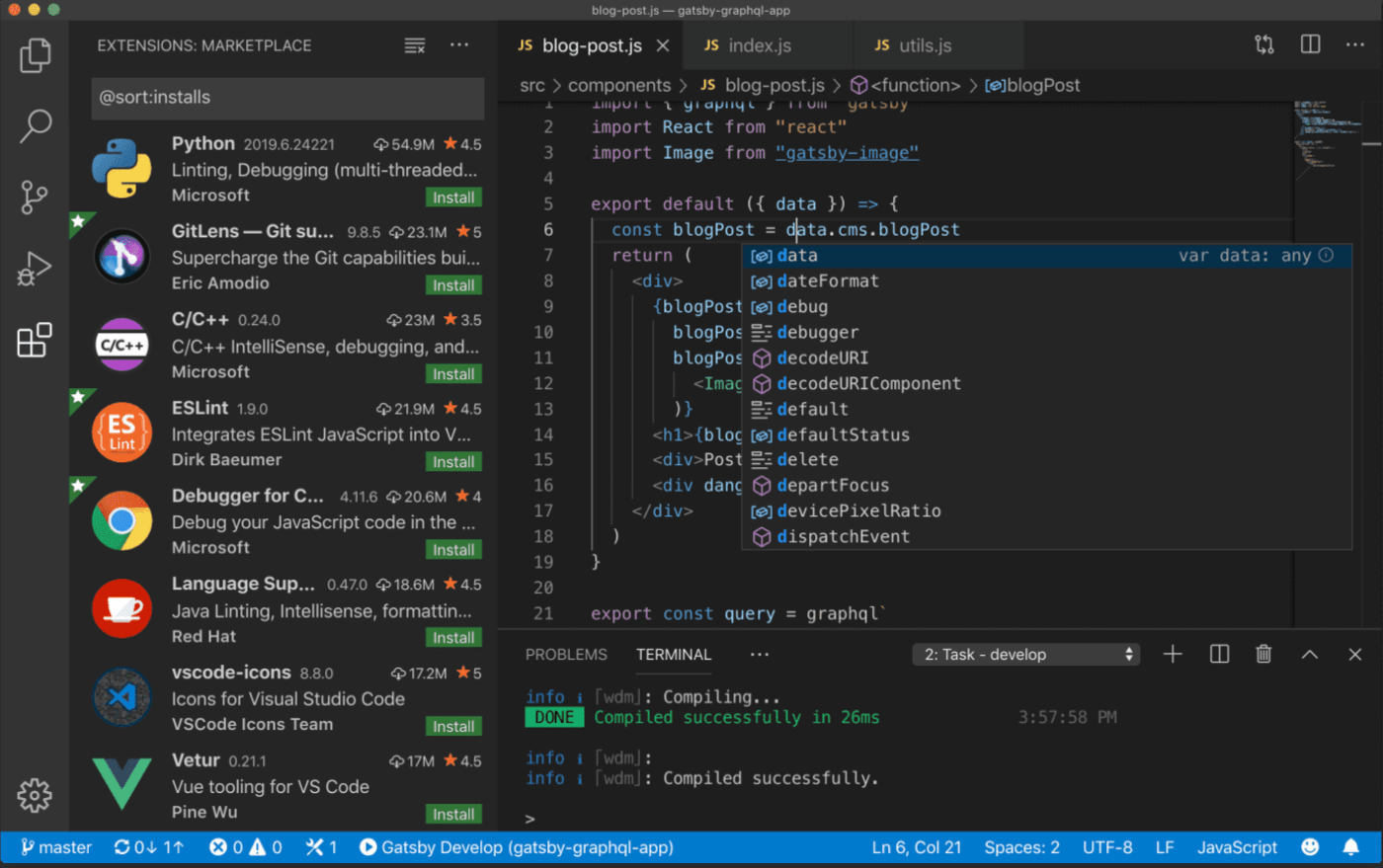 Best code editors: Visual Studio Code's code editor view