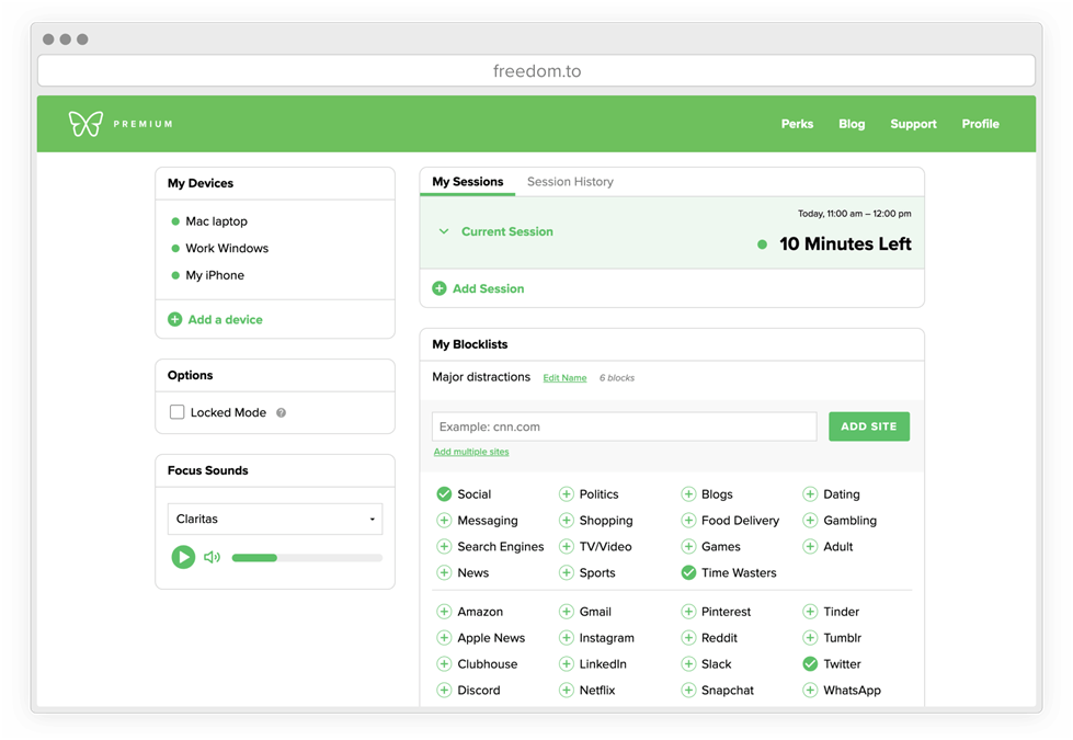 Bloqueie o acesso a aplicativos e sites que distraem enquanto você está tentando se concentrar no trabalho com o aplicativo Freedom