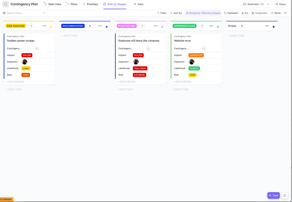 Continuity Plan Templates: ClickUp Contingency Plan Template