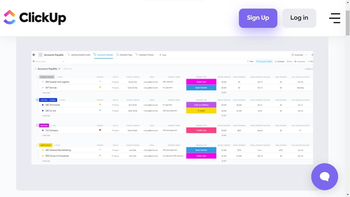 ClickUp Accounts Payable Template