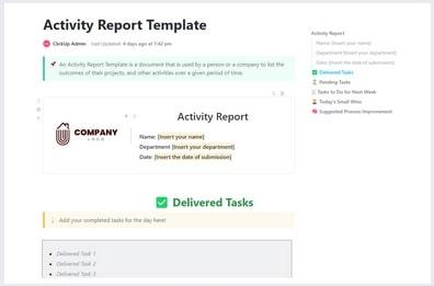 ClickUp Activity Report Template