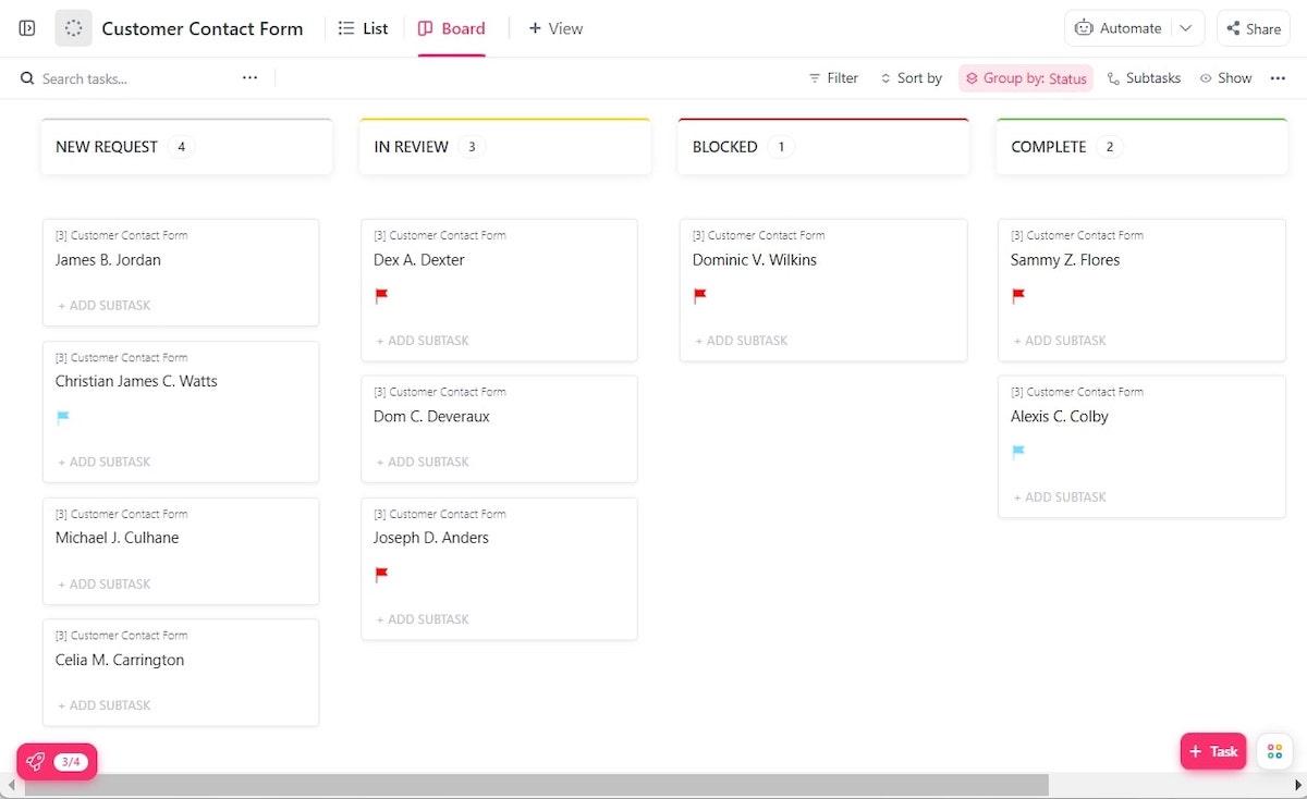 Intake form templates: ClickUp