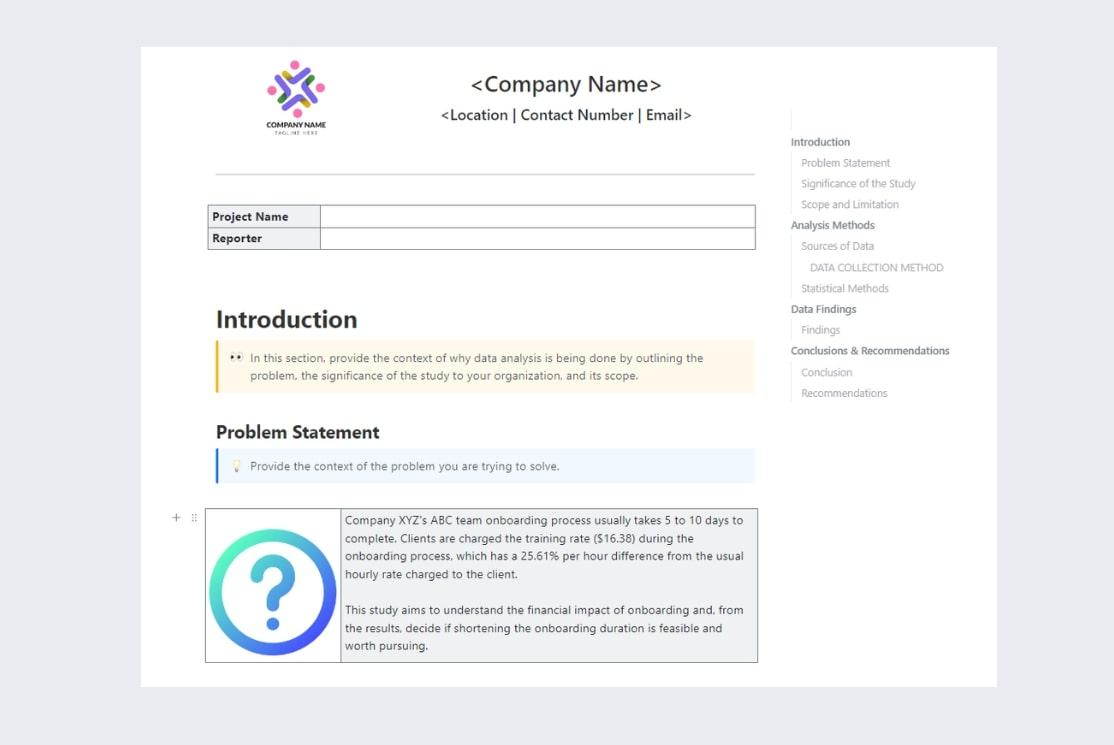 ClickUp Data Analysis Findings Template