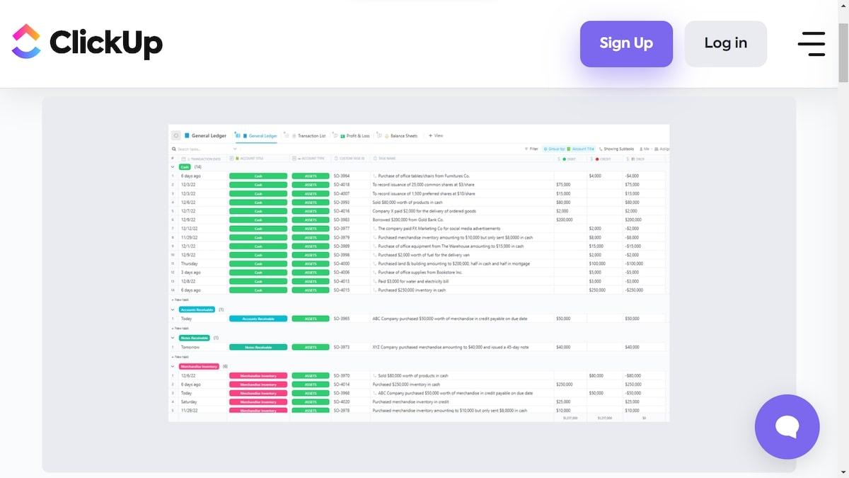 ClickUp's Journal and Ledger Template is designed to help you track financial and accounting transactions in one place. 