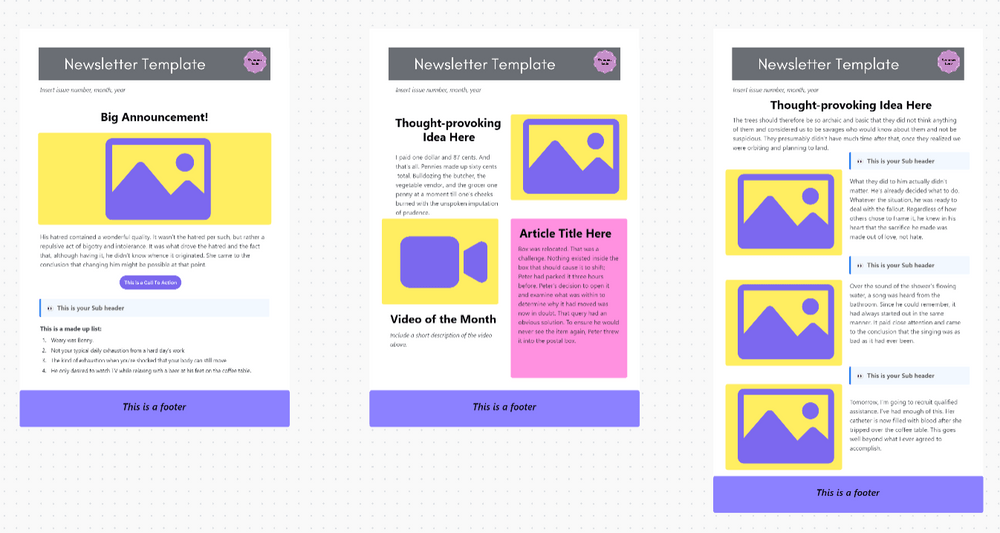 ClickUp's Newsletter Whiteboard Template is designed to help you create, track, and deliver newsletters.
