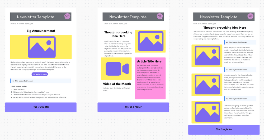 Aesthetically appealing and informative newsletter templates with the ClickUp Newsletter Whiteboard template