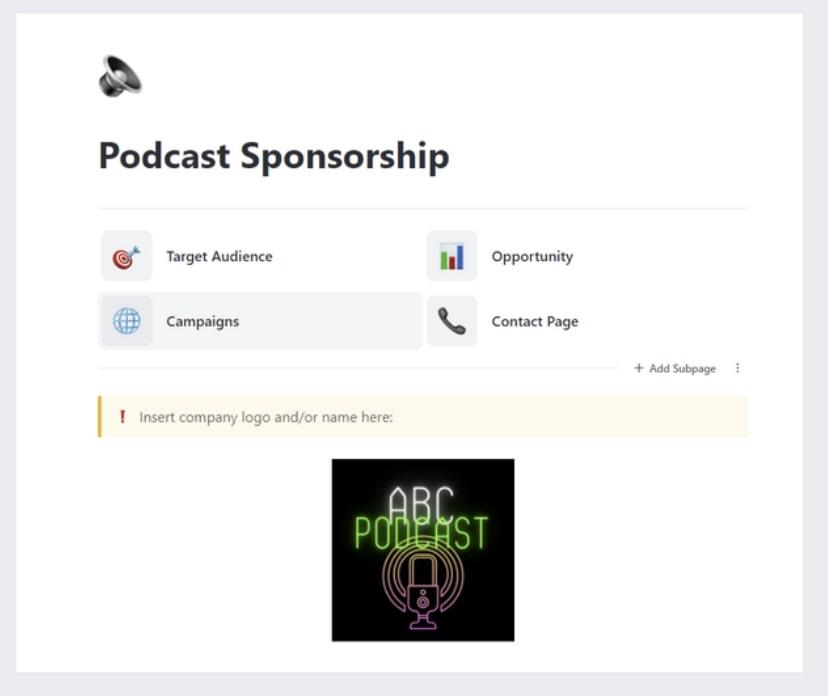 Podcast templates: ClickUp Podcast Sponsorship Template